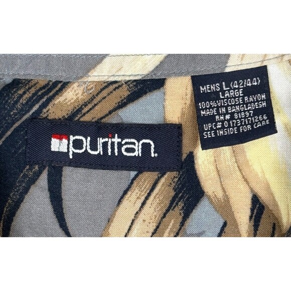 Vintage Hawaiian Shirt Puritan Large 90s Rayon Single Stitch Floral Aloha Blue - Picture 5 of 6